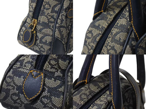 Christian Dior クリスチャンディオール ダブルサドルバッグ ハンドバッグ MA-0024 トロッター柄 ネイビー 良品 中古 4b004296