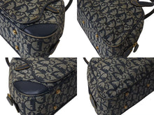 Load image into Gallery viewer, Christian Dior クリスチャンディオール ダブルサドルバッグ ハンドバッグ MA-0024 トロッター柄 ネイビー 良品 中古 4b004296
