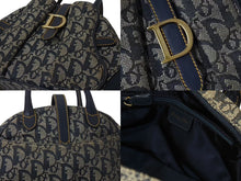Load image into Gallery viewer, Christian Dior クリスチャンディオール ダブルサドルバッグ ハンドバッグ MA-0024 トロッター柄 ネイビー 良品 中古 4b004296