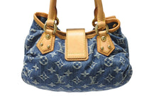 Load image into Gallery viewer, LOUIS VUITTON ルイヴィトン プリーティ ハンドバッグ M95020 モノグラム デニム レザー ブルー ゴールド金具 美品 中古 4b004297