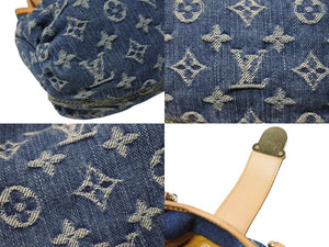 LOUIS VUITTON ルイヴィトン プリーティ ハンドバッグ M95020 モノグラム デニム レザー ブルー ゴールド金具 美品 中古 4b004297