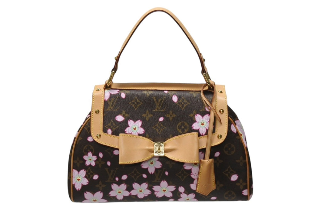 極美品 LOUIS VUITTON ルイ ヴィトン サックレトロPM マロン ハンドバッグ M92012 モノグラムチェリーブロッサム ブラウン 中古 4b004300