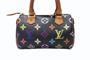 LOUIS VUITTON ルイヴィトン ミニスピーディ ハンドバッグ M92644 モノグラムマルチカラー 村上隆 ブラック ゴールド金具 美品 中古 4b004303