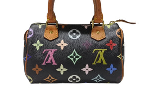LOUIS VUITTON ルイヴィトン ミニスピーディ ハンドバッグ M92644 モノグラムマルチカラー 村上隆 ブラック ゴールド金具 美品 中古 4b004303