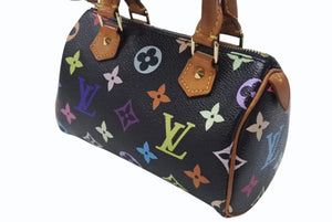 LOUIS VUITTON ルイヴィトン ミニスピーディ ハンドバッグ M92644 モノグラムマルチカラー 村上隆 ブラック ゴールド金具 美品 中古 4b004303