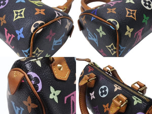 LOUIS VUITTON ルイヴィトン ミニスピーディ ハンドバッグ M92644 モノグラムマルチカラー 村上隆 ブラック ゴールド金具 美品 中古 4b004303