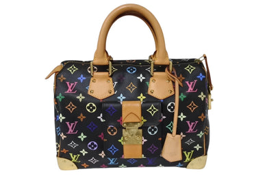 極美品 LOUIS VUITTON ルイヴィトン スピーディ30 村上隆 ハンドバッグ M92642 モノグラム マルチカラー ブラック 中古 4b004309