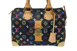 極美品 LOUIS VUITTON ルイヴィトン スピーディ30 村上隆 ハンドバッグ M92642 モノグラム マルチカラー ブラック 中古 4b004309