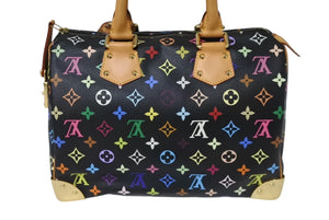 極美品 LOUIS VUITTON ルイヴィトン スピーディ30 村上隆 ハンドバッグ M92642 モノグラム マルチカラー ブラック 中古 4b004309
