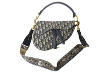 Load image into Gallery viewer, CHRISTIAN DIOR クリスチャンディオール トロッター サドルバッグ ワンショルダーバッグ ジャガード 05-RU-0179 ネイビー 美品 中古 4b004312