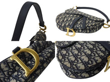 Load image into Gallery viewer, CHRISTIAN DIOR クリスチャンディオール トロッター サドルバッグ ワンショルダーバッグ ジャガード 05-RU-0179 ネイビー 美品 中古 4b004312