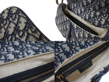 Load image into Gallery viewer, CHRISTIAN DIOR クリスチャンディオール トロッター サドルバッグ ワンショルダーバッグ ジャガード 05-RU-0179 ネイビー 美品 中古 4b004312
