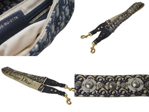 CHRISTIAN DIOR クリスチャンディオール トロッター サドルバッグ ワンショルダーバッグ ジャガード 05-RU-0179 ネイビー 美品 中古 4b004312
