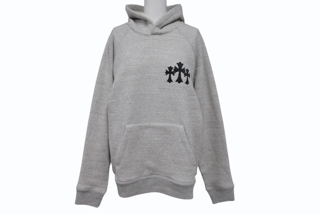 新品未使用 CHROME HEARTS クロムハーツ 7-11 HOODIE セメタリ―クロスパッチ バックCHロゴ刺繡 プルオーバーパーカー グレー サイズS 中古 4b004314