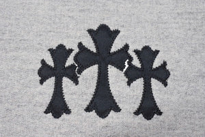 新品未使用 CHROME HEARTS クロムハーツ 7-11 HOODIE セメタリ―クロスパッチ バックCHロゴ刺繡 プルオーバーパーカー グレー サイズS 中古 4b004314