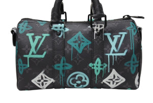 極美品 LOUISVUITTON ルイヴィトン キーポルバンドリエール25 ハンドバッグ グラフィティ M21399 モノグラムエクリプスキャンバス 中古 4b004316