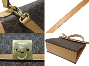 CELINE セリーヌ ハンドバッグ セリーヌ マカダム 2WAY バッグ ブラウン レザー ゴールド金具 美品 中古 4b004320