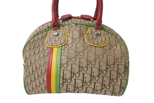 極美品 Christian Dior クリスチャンディオール ハンドバッグ ガリアーノ期 キャンバス レザー ラスタカラー トロッター シルバー金具 中古 4b004322