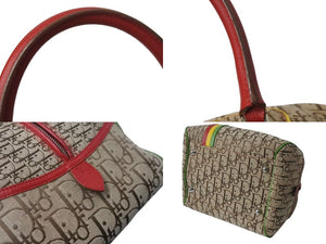 極美品 Christian Dior クリスチャンディオール ハンドバッグ ガリアーノ期 キャンバス レザー ラスタカラー トロッター シルバー金具 中古 4b004322