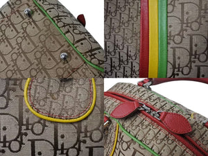 極美品 Christian Dior クリスチャンディオール ハンドバッグ ガリアーノ期 キャンバス レザー ラスタカラー トロッター シルバー金具 中古 4b004322