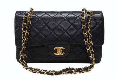 CHANEL シャネル マトラッセ23 Wフラップ Wチェーンショルダーバッグ 5番台 ラムスキン ココマーク ブラック ゴールド金具 美品 中古 4b004323