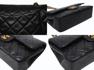 CHANEL シャネル マトラッセ23 Wフラップ Wチェーンショルダーバッグ 5番台 ラムスキン ココマーク ブラック ゴールド金具 美品 中古 4b004323