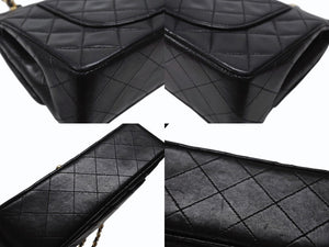 CHANEL シャネル マトラッセ23 Wフラップ Wチェーンショルダーバッグ 5番台 ラムスキン ココマーク ブラック ゴールド金具 美品 中古 4b004323