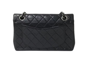 CHANEL シャネル ココマーク チェーンショルダーバッグ Wフラップ 23 6番台 ブラック レザー シルバー金具 美品 中古 4b004324