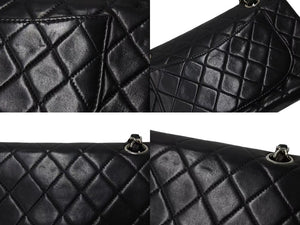CHANEL シャネル ココマーク チェーンショルダーバッグ Wフラップ 23 6番台 ブラック レザー シルバー金具 美品 中古 4b004324