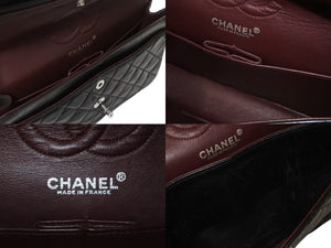 CHANEL シャネル ココマーク チェーンショルダーバッグ Wフラップ 23 6番台 ブラック レザー シルバー金具 美品 中古 4b004324