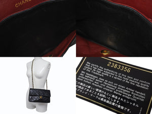 極美品 CHANEL シャネル マトラッセ23 Wフラップ Wチェーンショルダーバッグ 2番台 ココマーク ラムスキン ブラック ゴールド金具 中古 4b004326