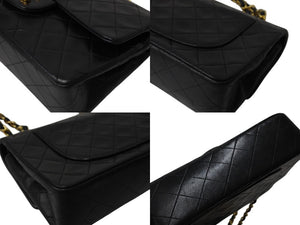 極美品 CHANEL シャネル マトラッセ23 Wフラップ Wチェーンショルダーバッグ 2番台 ココマーク ラムスキン ブラック ゴールド金具 中古 4b004326
