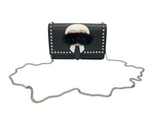 Load image into Gallery viewer, 極美品 FENDI フェンディ ショルダーバッグ チェーンウォレット カールラガーフェルド 8M0346 レザー ブラック シルバー金具 中古 4b004329