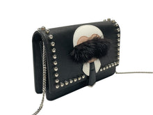 Load image into Gallery viewer, 極美品 FENDI フェンディ ショルダーバッグ チェーンウォレット カールラガーフェルド 8M0346 レザー ブラック シルバー金具 中古 4b004329