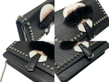 Load image into Gallery viewer, 極美品 FENDI フェンディ ショルダーバッグ チェーンウォレット カールラガーフェルド 8M0346 レザー ブラック シルバー金具 中古 4b004329