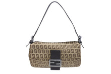 Load image into Gallery viewer, FENDI フェンディ マンマバケット ワンショルダーバッグ ズッカ柄 イタリア製 ベージュ ブラウン ブラックメタル金具 美品 中古 4b004330