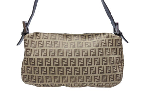 FENDI フェンディ マンマバケット ワンショルダーバッグ ズッカ柄 イタリア製 ベージュ ブラウン ブラックメタル金具 美品 中古 4b004330