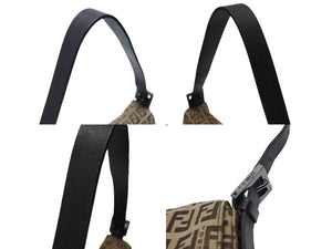FENDI フェンディ マンマバケット ワンショルダーバッグ ズッカ柄 イタリア製 ベージュ ブラウン ブラックメタル金具 美品 中古 4b004330