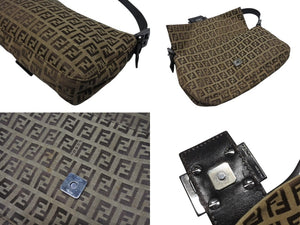 FENDI フェンディ マンマバケット ワンショルダーバッグ ズッカ柄 イタリア製 ベージュ ブラウン ブラックメタル金具 美品 中古 4b004330