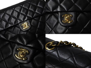 CHANEL シャネル ミニマトラッセ ココマーク チェーンショルダー ブラック ラムスキン A01163 ゴールド金具 美品 中古 4b004334
