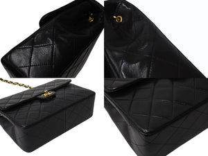 CHANEL シャネル ミニマトラッセ ココマーク チェーンショルダー ブラック ラムスキン A01163 ゴールド金具 美品 中古 4b004334
