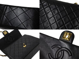 CHANEL シャネル ミニマトラッセ ココマーク チェーンショルダー ブラック ラムスキン A01163 ゴールド金具 美品 中古 4b004334