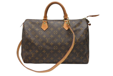 LOUIS VUITTON ルイヴィトン ハンドバッグ スピーディ35 M41524 PVCコーティングキャンバス レザー ブラウン ゴールド金具 美品 中古 4b004335