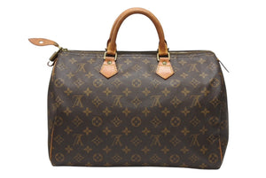LOUIS VUITTON ルイヴィトン ハンドバッグ スピーディ35 M41524 PVCコーティングキャンバス レザー ブラウン ゴールド金具 美品 中古 4b004335
