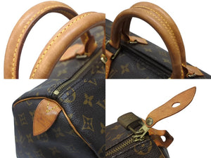 LOUIS VUITTON ルイヴィトン ハンドバッグ スピーディ35 M41524 PVCコーティングキャンバス レザー ブラウン ゴールド金具 美品 中古 4b004335