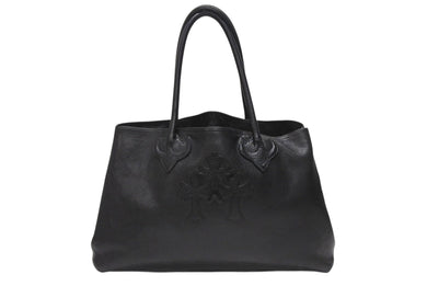 CHROME HEARTS クロムハーツ TOTE W SNP 3CEME 3セメタリークロスパッチ 2スナップ トートバッグ ブラック シルバー925 美品 中古 4b004336