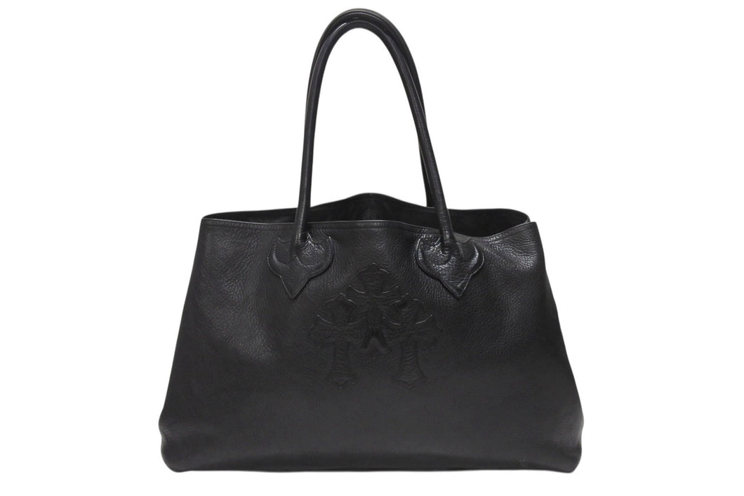 CHROME HEARTS クロムハーツ TOTE W SNP 3CEME 3セメタリークロスパッチ 2 スナップ トートバッグ ブラック シルバー925 美品 中古 4b004336 