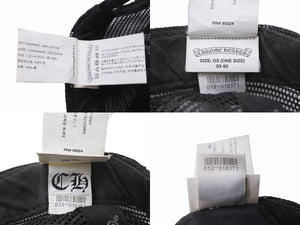 CHROME HEARTS クロムハーツ セメタリークロスパッチ トラッカーキャップ ONE SIZE レザー シルバー925 ブラック 美品 中古 4b004337 