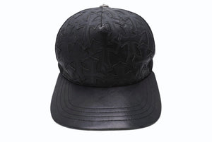 CHROME HEARTS クロムハーツ セメタリークロスパッチ トラッカーキャップ ONE SIZE レザー シルバー925 ブラック 美品 中古 4b004337 
