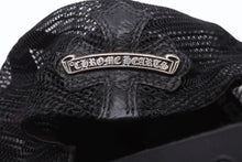 画像をギャラリービューアに読み込む, CHROME HEARTS クロムハーツ セメタリークロスパッチ トラッカーキャップ ONE SIZE レザー シルバー925 ブラック 美品 中古 4b004337 